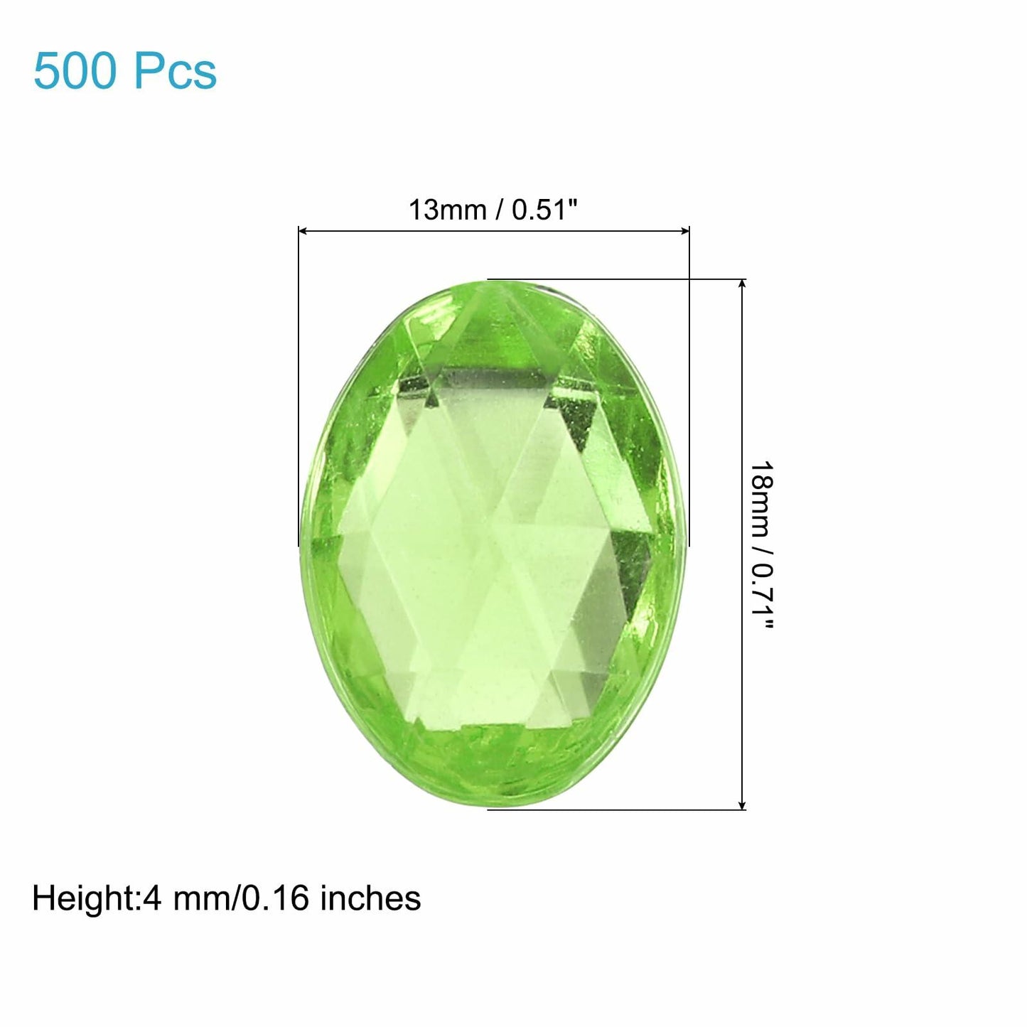 Uxcell 500pcs Oval Flatback Acrylic Rhinestones 18x13mm Light Green