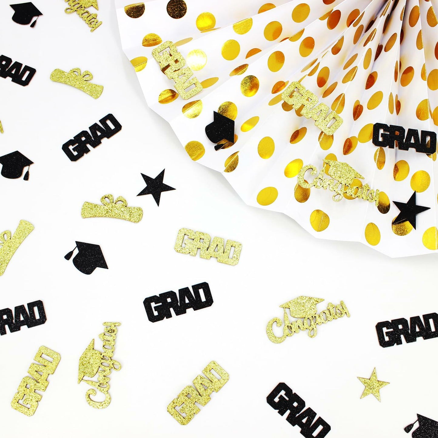 Vofrise 200pcs Blue Gold 2025 Graduation Confetti Cap Star Table Decor