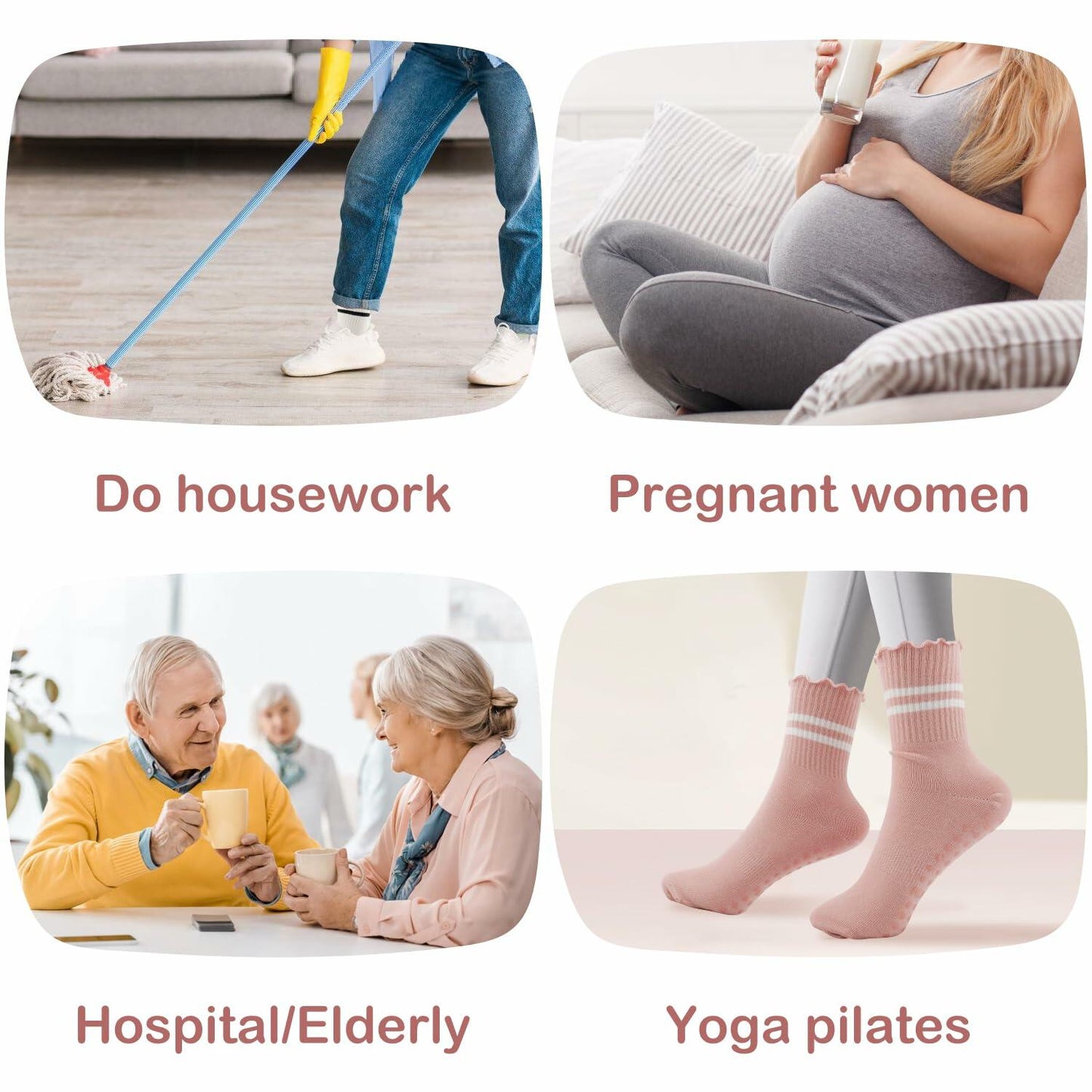 Nymmoata Women's Ruffle Pilates Socks 6 Pairs Non-Slip Cotton Set 1