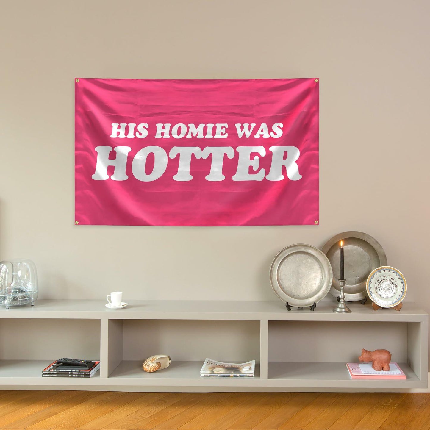 BanBE Fun His Homie Was Hotter Tapestry 3x5 ft Red Polyester Indoor Outdoor