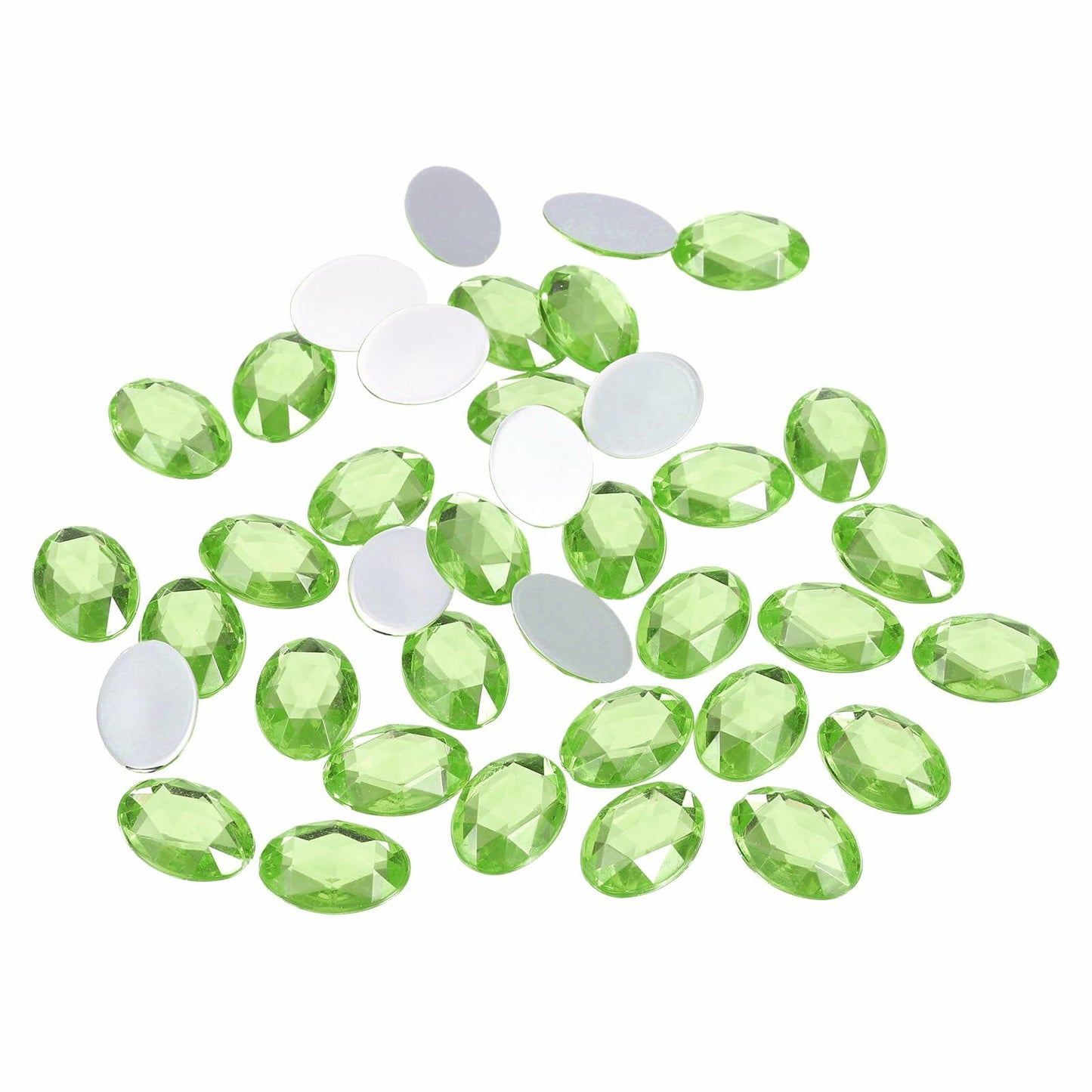 Uxcell 500pcs Oval Flatback Acrylic Rhinestones 18x13mm Light Green
