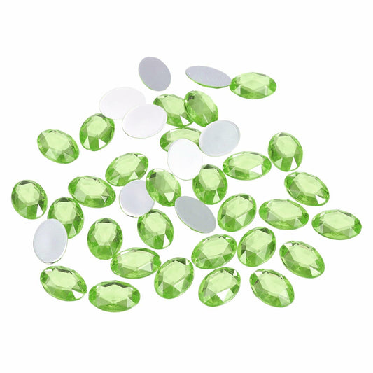 Uxcell 500pcs Oval Flatback Acrylic Rhinestones 18x13mm Light Green