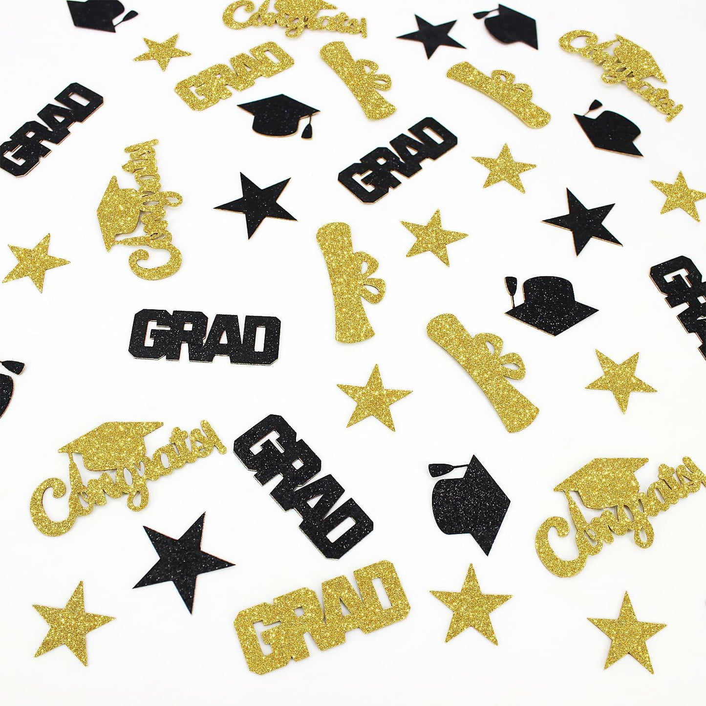 Vofrise 200pcs Blue Gold 2025 Graduation Confetti Cap Star Table Decor