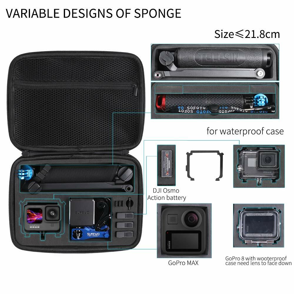 SUREWO Hard Case for GoPro Hero 13-5 DJI Osmo Action Medium Black