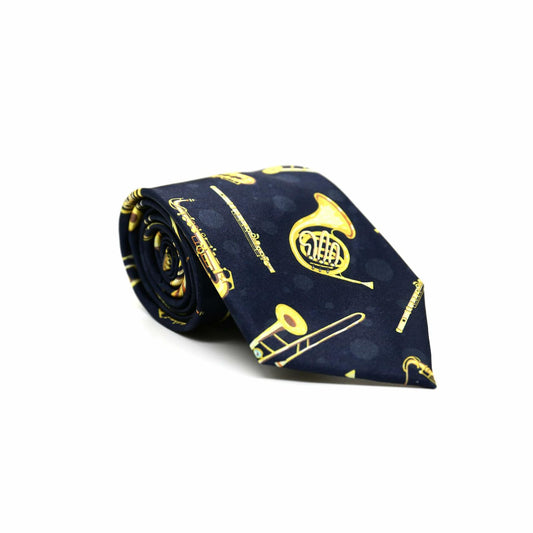 Yrassio Musical Instruments Tie Trumpet Saxophone Novelty Skinny Necktie