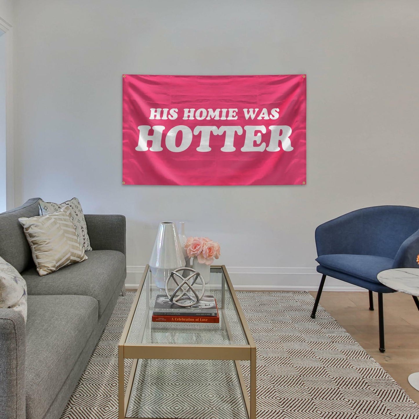 BanBE Fun His Homie Was Hotter Tapestry 3x5 ft Red Polyester Indoor Outdoor