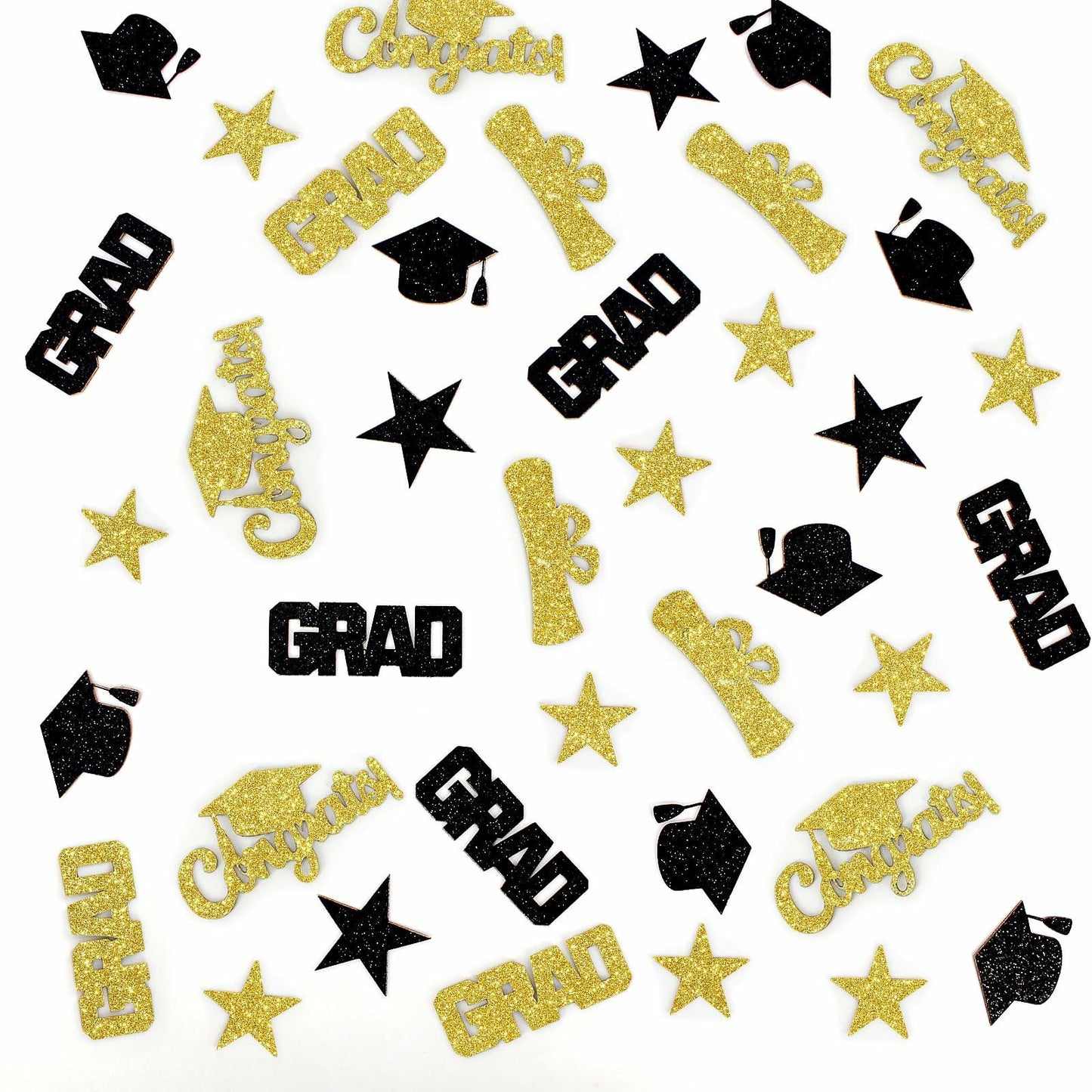 Vofrise 200pcs Blue Gold 2025 Graduation Confetti Cap Star Table Decor