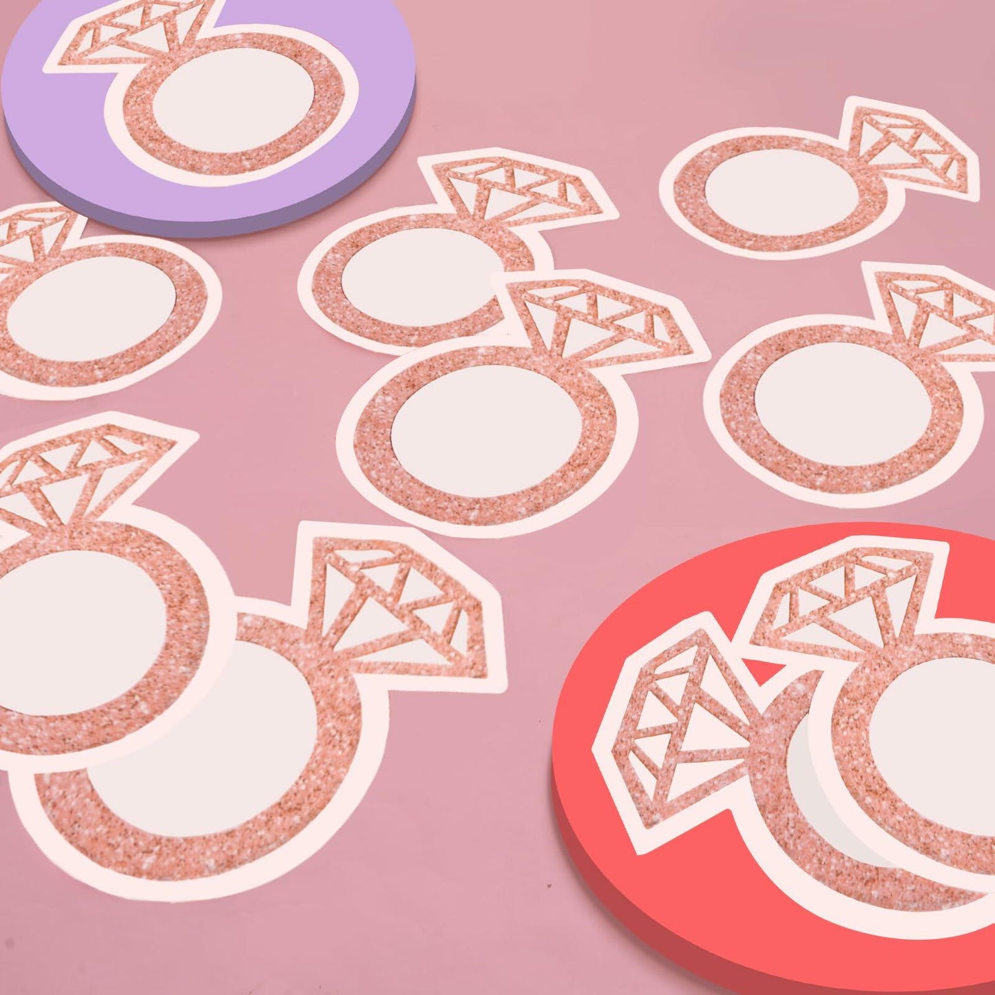 AYINOBY 50 Pcs Glitter Rose Gold Diamond Ring Paper Napkins Pink Wedding