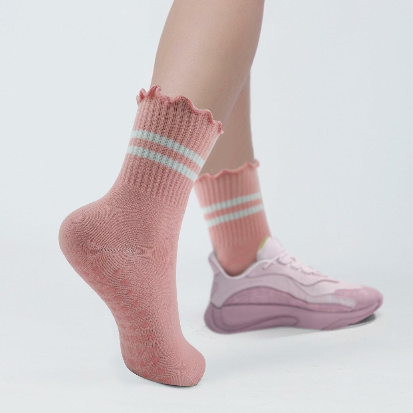 Nymmoata Women's Ruffle Pilates Socks 6 Pairs Non-Slip Cotton Set 1