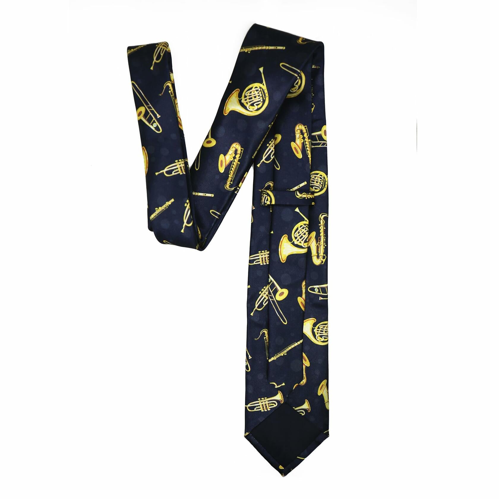 Yrassio Musical Instruments Tie Trumpet Saxophone Novelty Skinny Necktie