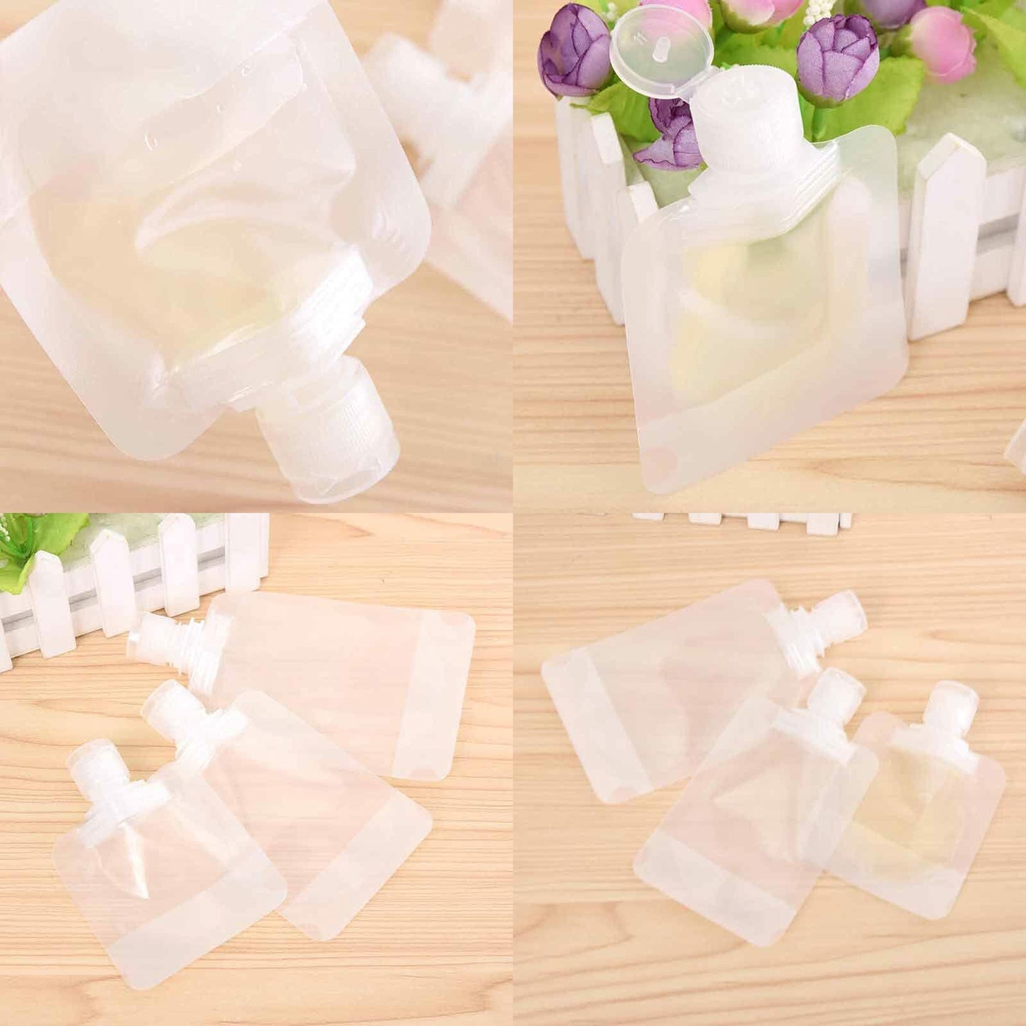 YAIKOAI 10 Pack 100ML Refillable Squeeze Pouches Matte Translucent Travel