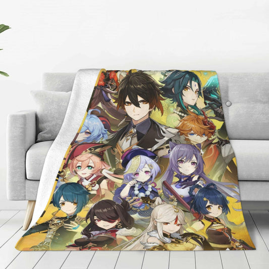 AMCAY Game Plush Flannel Throw Blanket 50x40in Liyue Zhongli Childe Ganyu