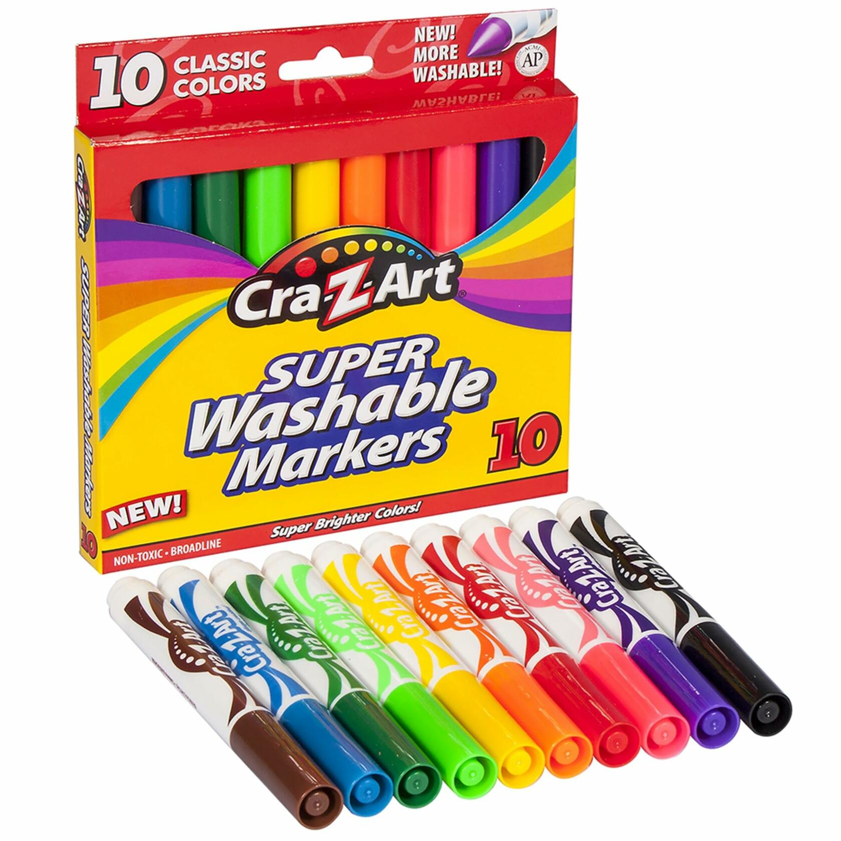 [Like New] Cra-Z-Art Classic Super Washable Markers Broad Tip Assorted Colors 10 Pack