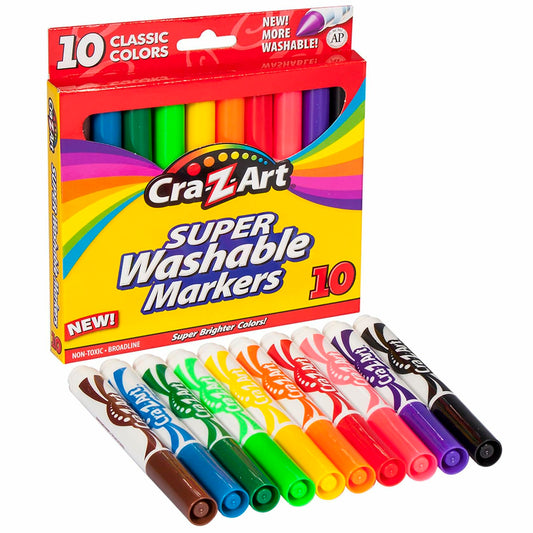 [Like New] Cra-Z-Art Classic Super Washable Markers Broad Tip Assorted Colors 10 Pack
