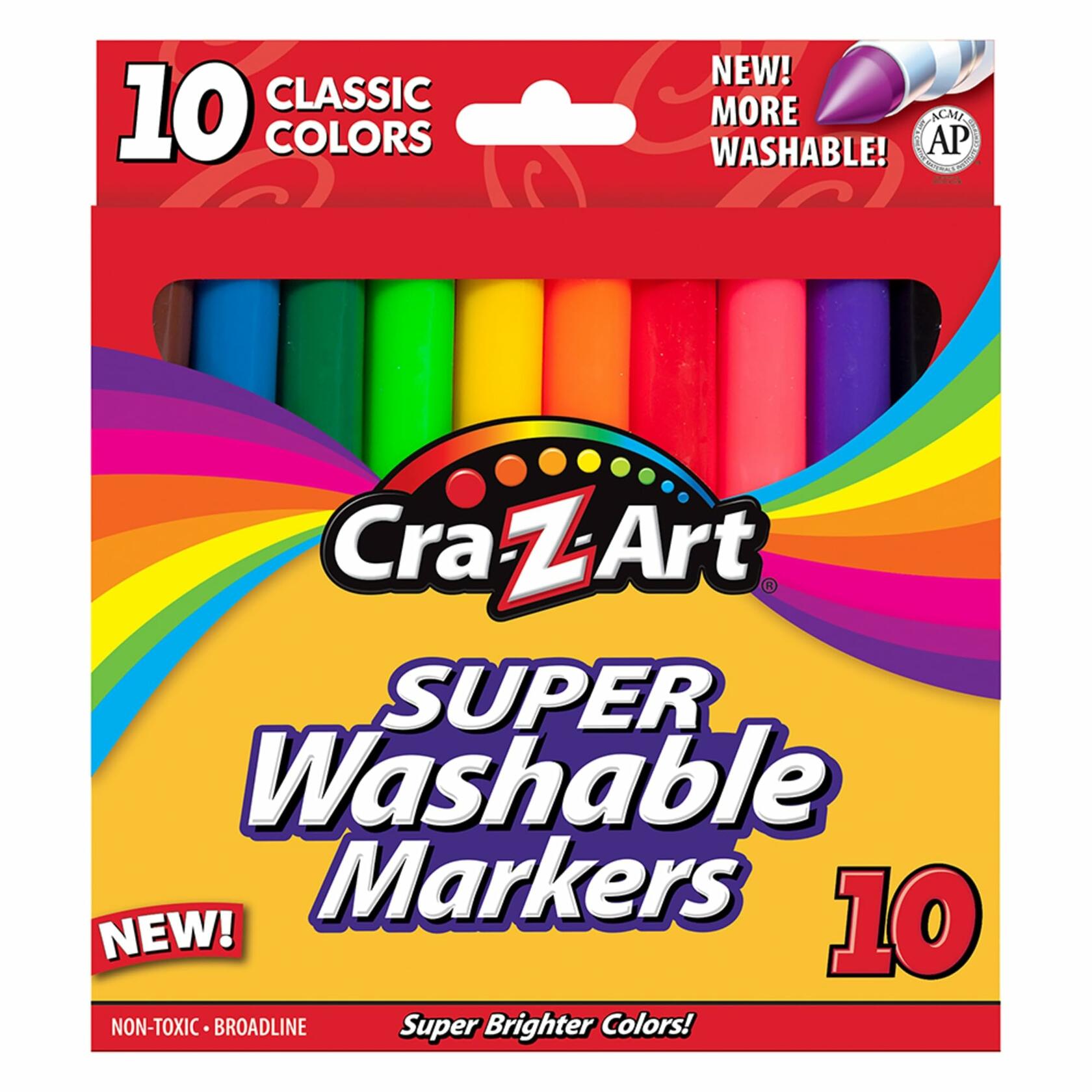 [Like New] Cra-Z-Art Classic Super Washable Markers Broad Tip Assorted Colors 10 Pack