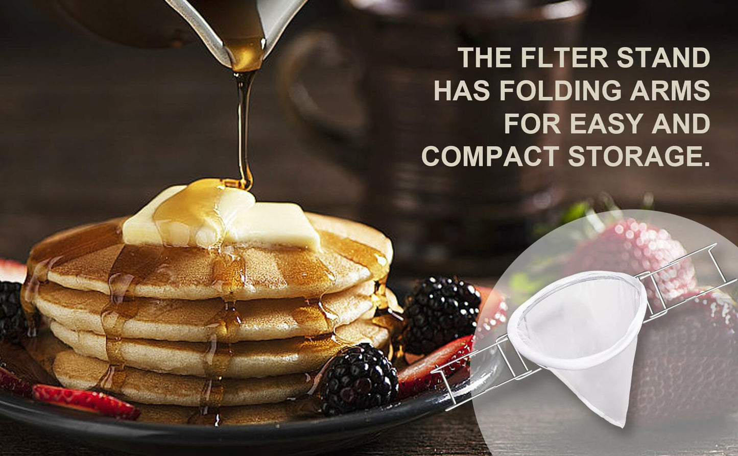 Aageme Versatile 8.7-Inch Oil & Syrup Filter Silver Adjustable Stand 3 Screens