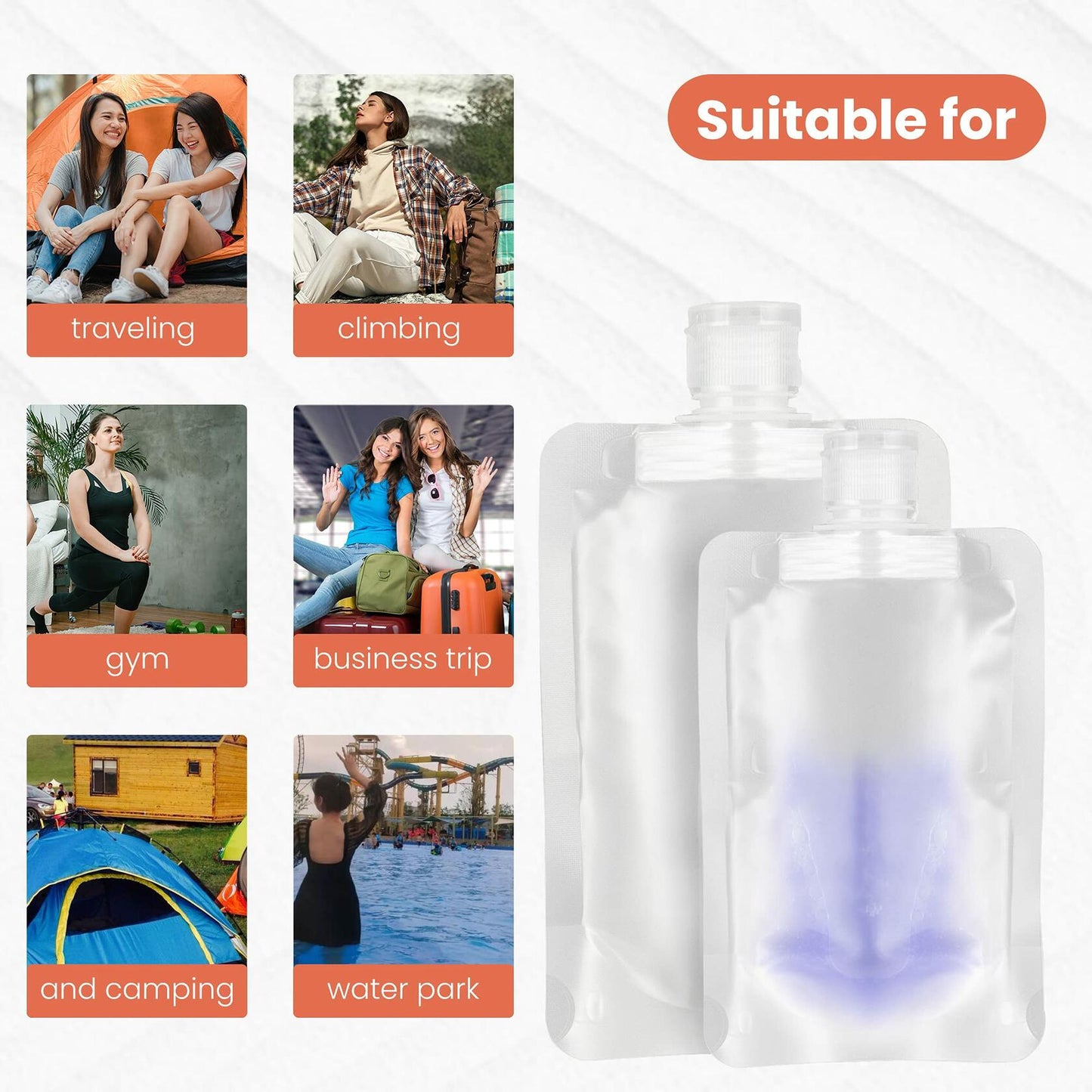 YAIKOAI 10 Pack 100ML Refillable Squeeze Pouches Matte Translucent Travel