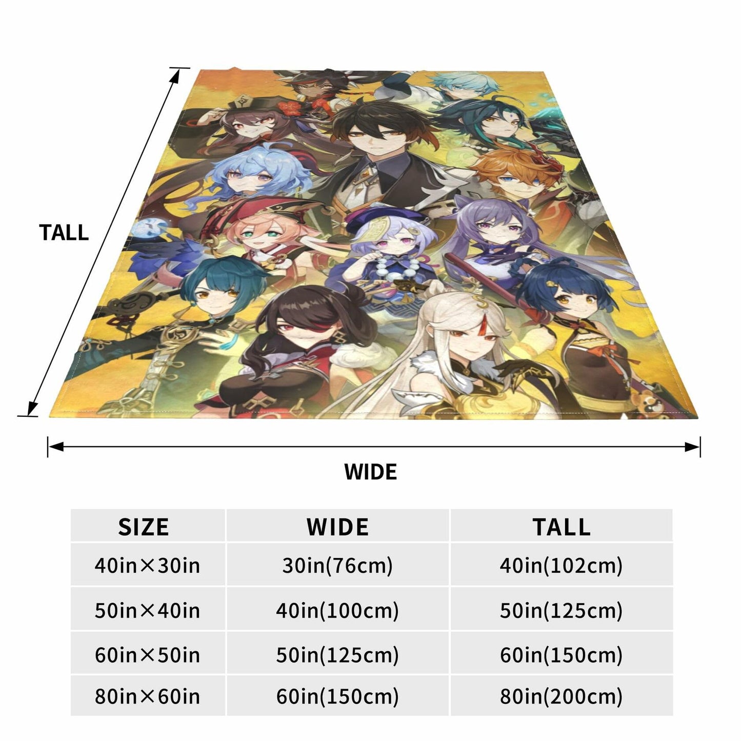 AMCAY Game Plush Flannel Throw Blanket 50x40in Liyue Zhongli Childe Ganyu