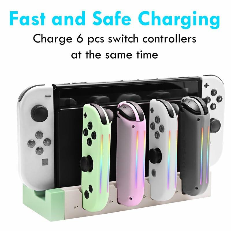 SWTOTK Upgraded Switch Controller Charging Dock for OLED/Lite, 4 Joypads Black