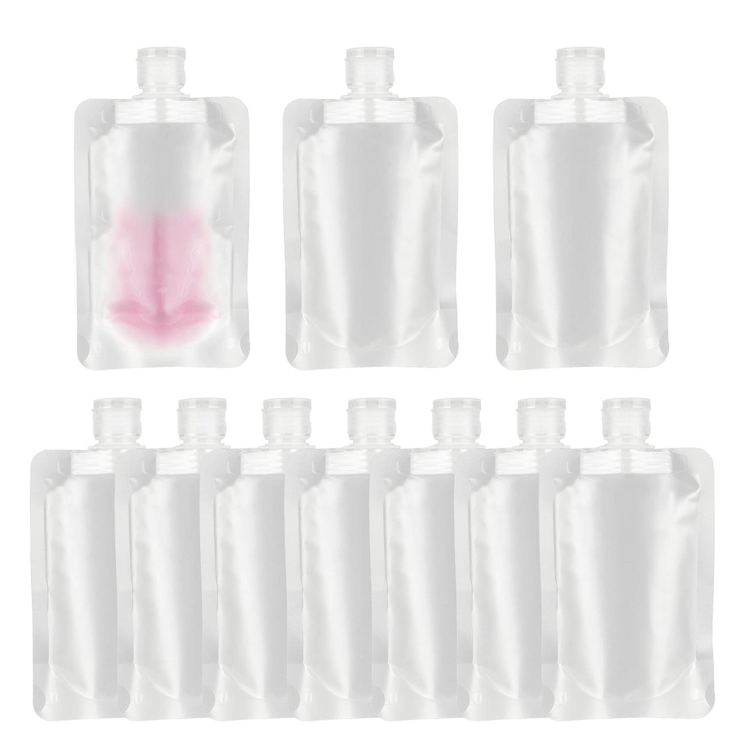 YAIKOAI 10 Pack 100ML Refillable Squeeze Pouches Matte Translucent Travel