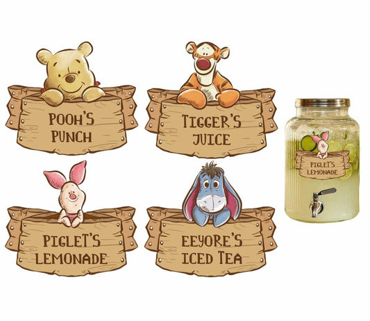 HOTIMO Pooh Drink Label Stickers Yellow