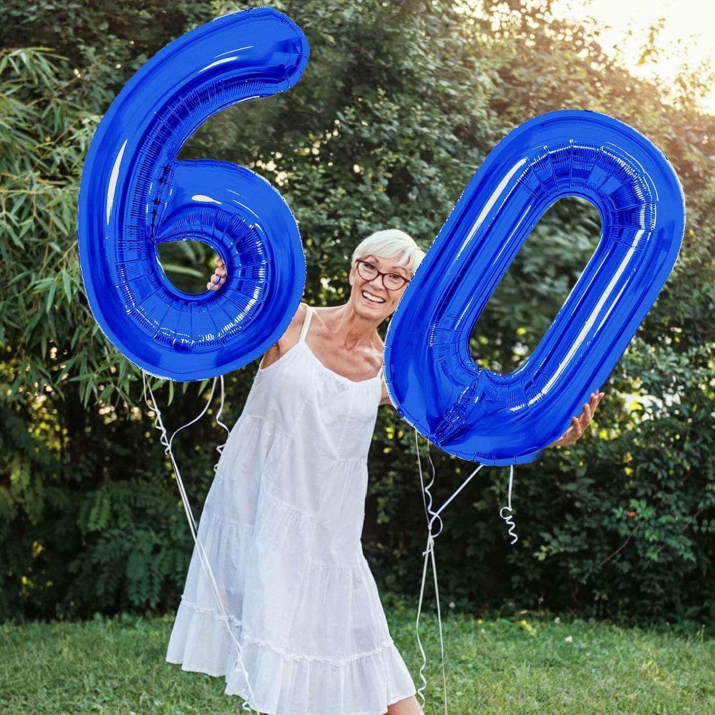 SINBEE 40 Inch Navy Blue 60 Number Jumbo Mylar Foil Balloon 2 Pack