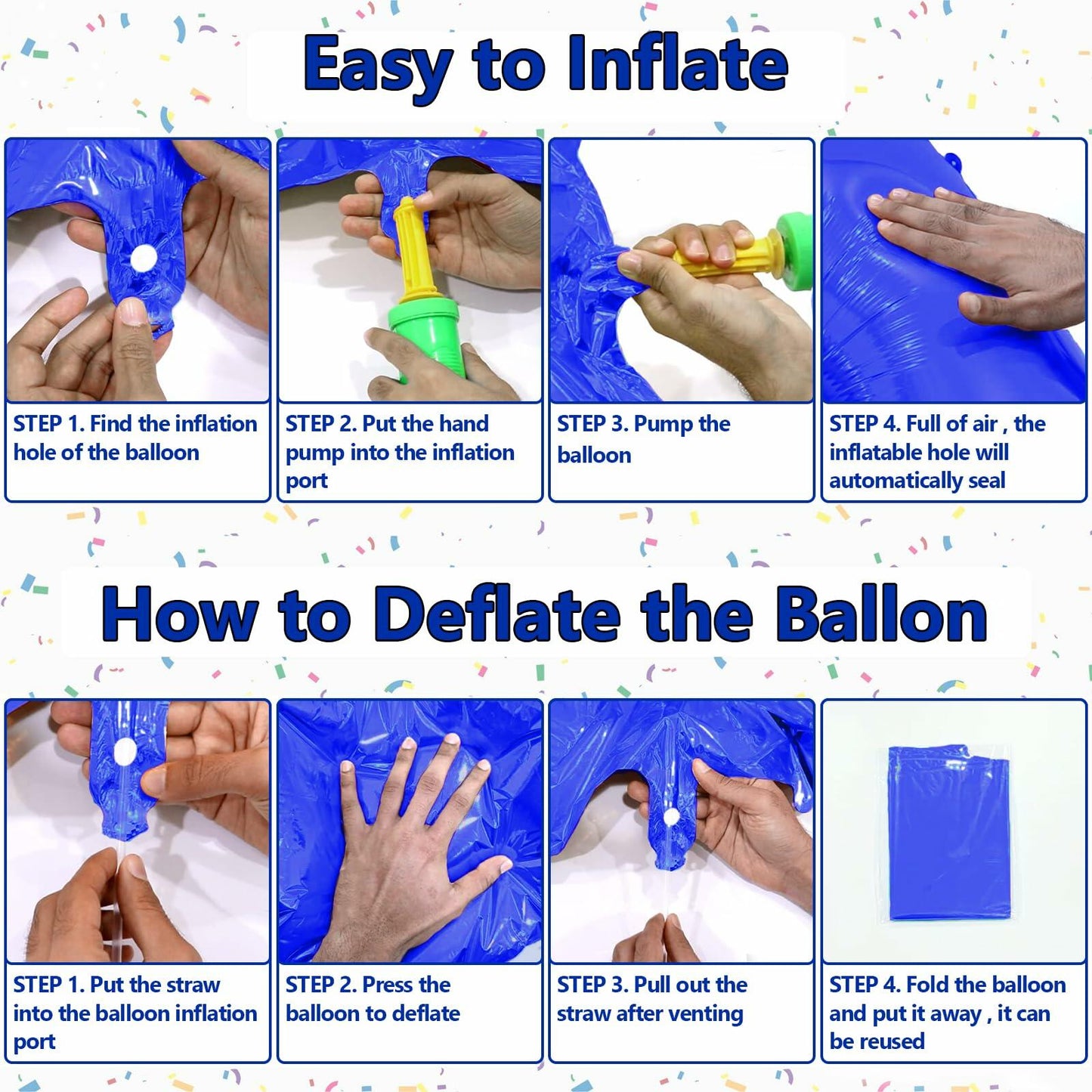 SINBEE 40 Inch Navy Blue 60 Number Jumbo Mylar Foil Balloon 2 Pack