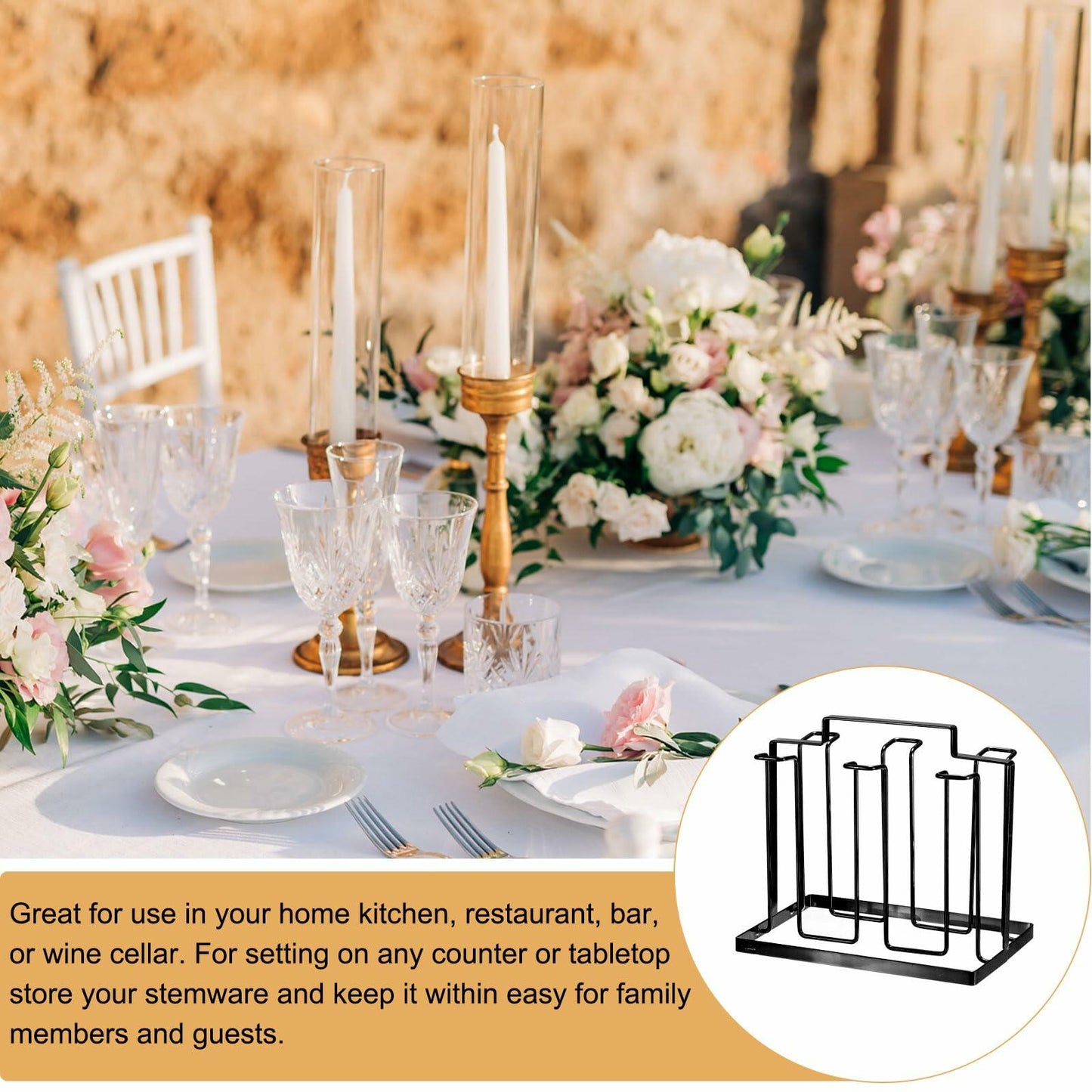 uxcell Cup Drying Rack Foldable Stainless Steel 220x185mm 6 Cups Black