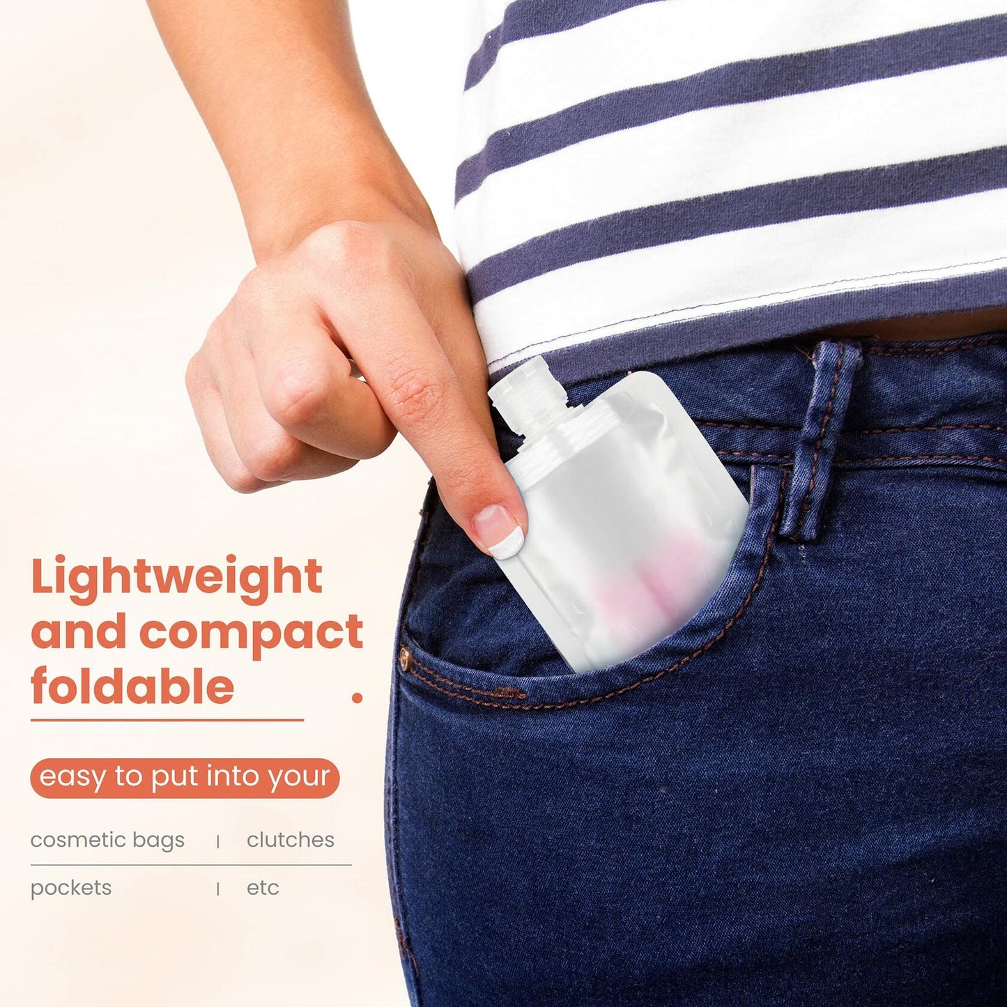 YAIKOAI 10 Pack 100ML Refillable Squeeze Pouches Matte Translucent Travel