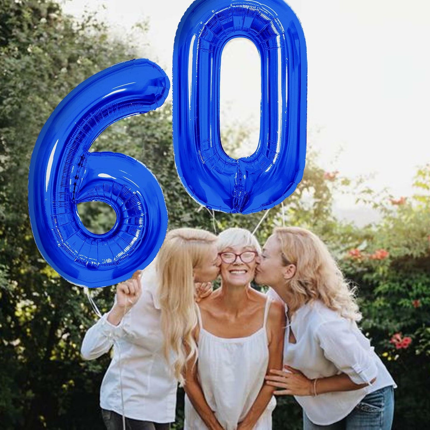 SINBEE 40 Inch Navy Blue 60 Number Jumbo Mylar Foil Balloon 2 Pack