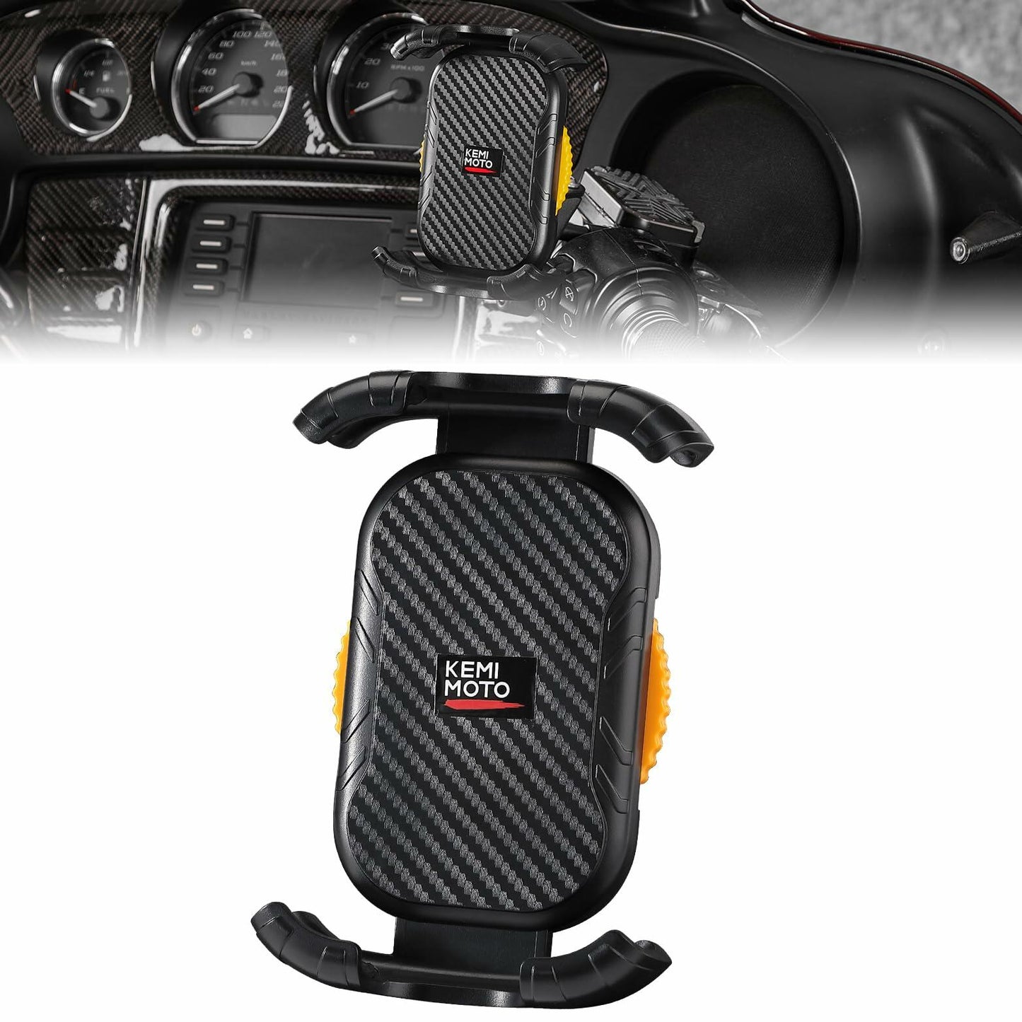 KEMIMOTO Motorcycle Phone Mount Adjustable 360° Swivel Aluminum Black