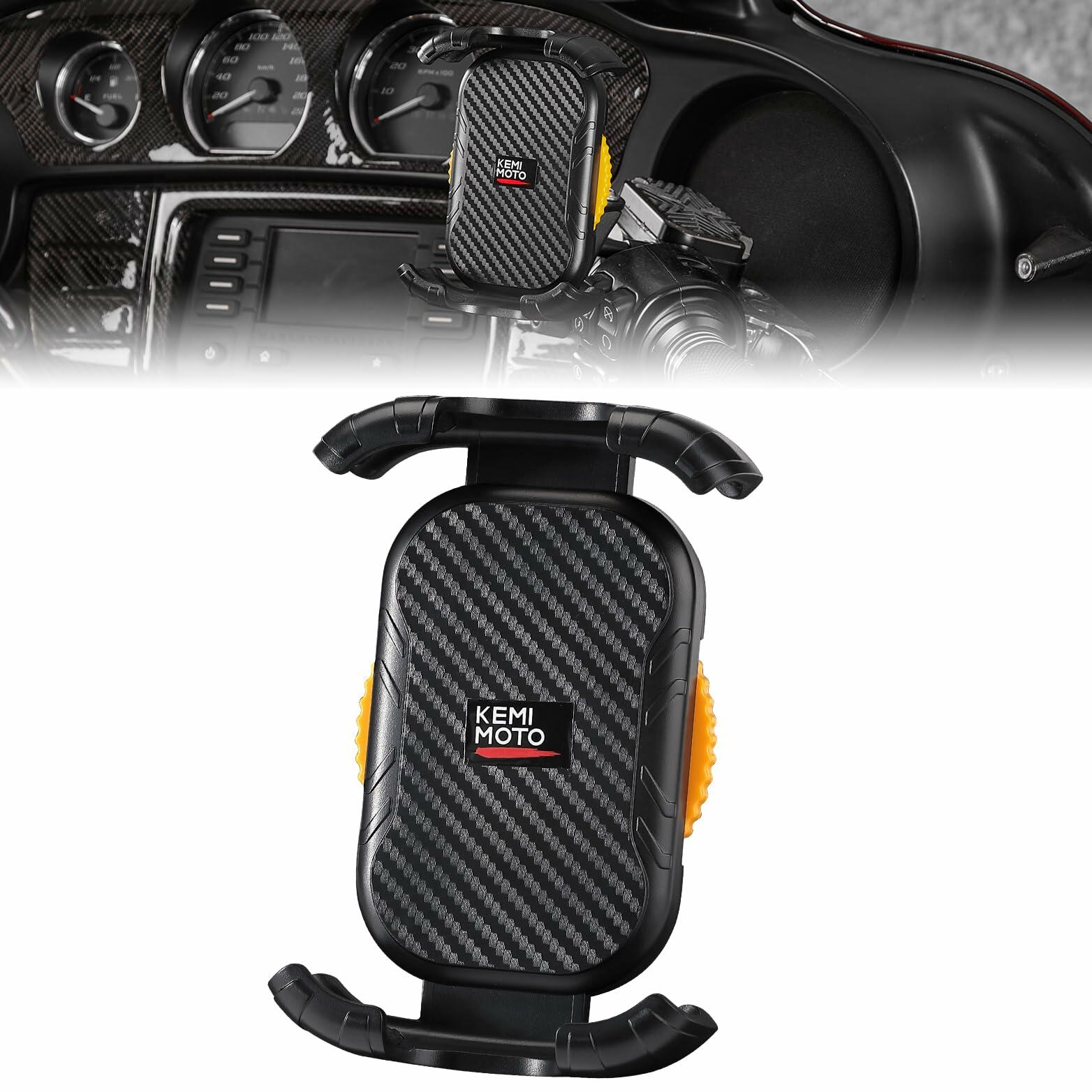 KEMIMOTO Motorcycle Phone Mount Adjustable 360° Swivel Aluminum Black