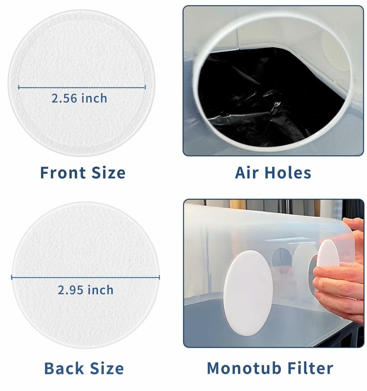 geonfi 12 Pcs Monotub Adhesive Filter Disks 2.5" 2MM Thick Synthetic