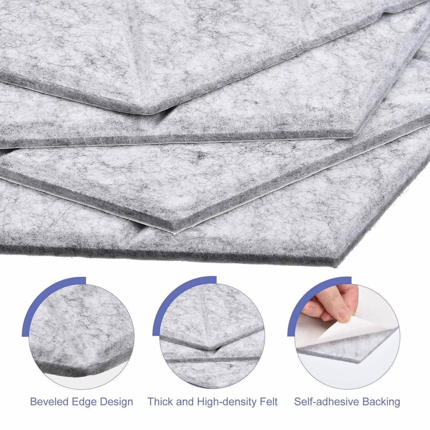 PATIKIL Acoustic Panels 12x10in 22 Pack Hexagon Felt Soundproof Gray