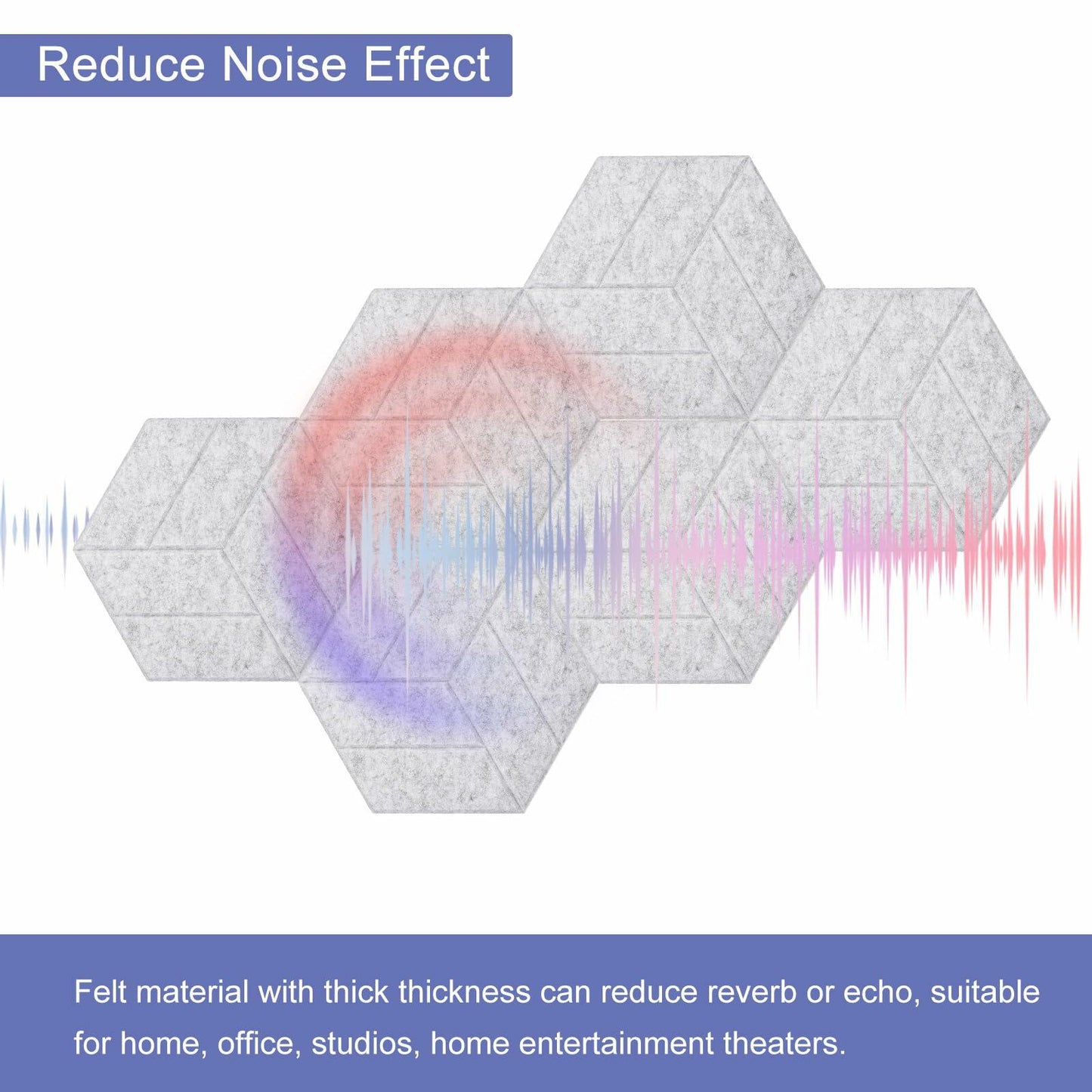 PATIKIL Acoustic Panels 12x10in 22 Pack Hexagon Felt Soundproof Gray