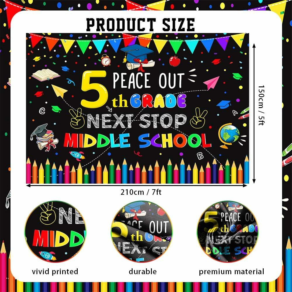AIBIIN 7x5ft 5th Grade Graduate Backdrop Black Polyester Photography
