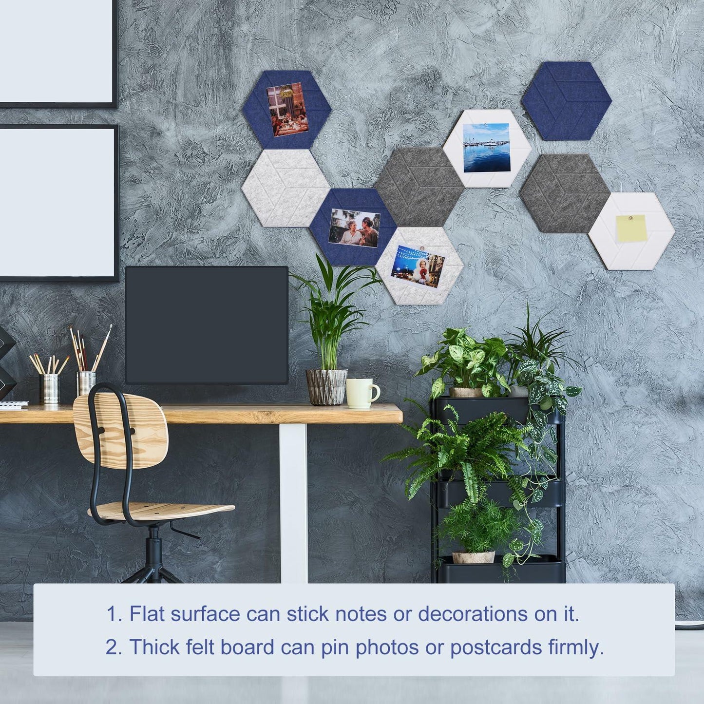 PATIKIL Acoustic Panels 12x10in 22 Pack Hexagon Felt Soundproof Gray