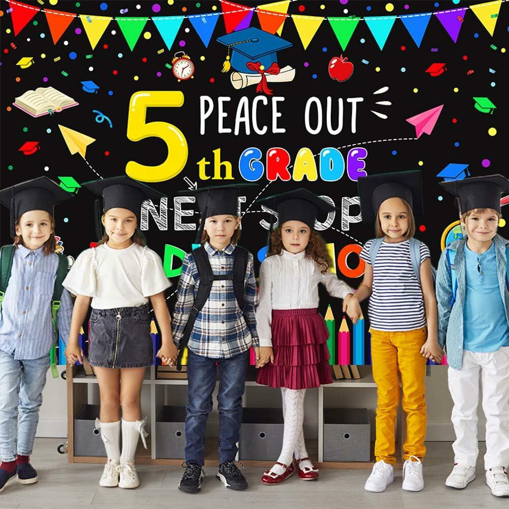 AIBIIN 7x5ft 5th Grade Graduate Backdrop Black Polyester Photography