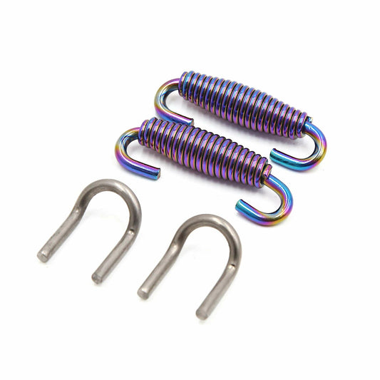 uxcell 2pcs Stainless Steel Colorful Motorcycle Exhaust Pipe Spring with Hook