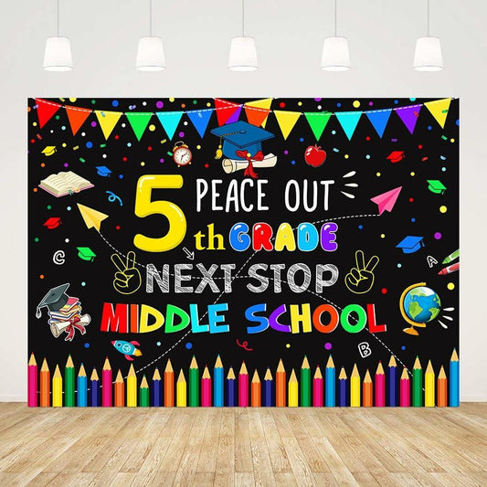 AIBIIN 7x5ft 5th Grade Graduate Backdrop Black Polyester Photography
