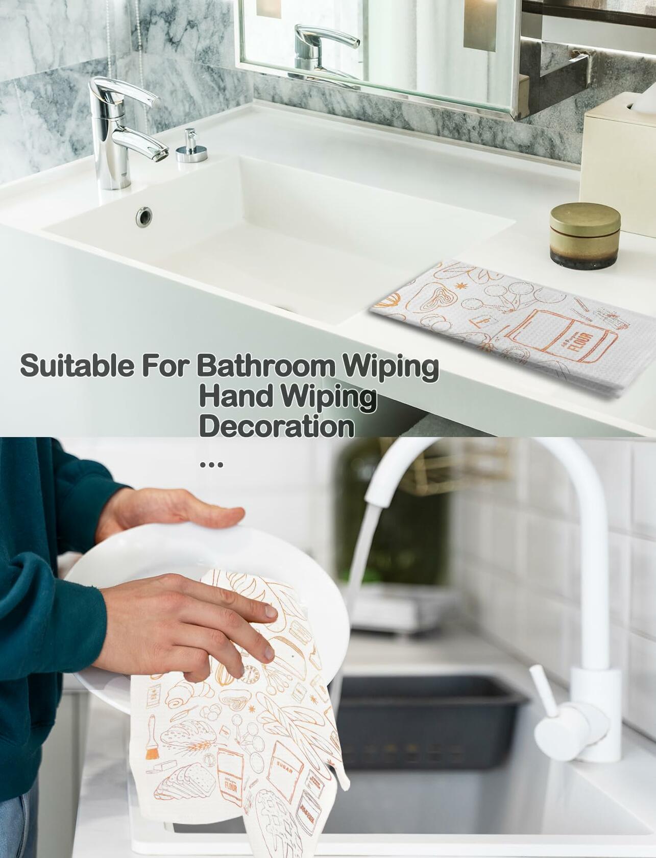 XUNLURY Baking Kitchen Towels Tea Towels Color-04 16x24 Inch