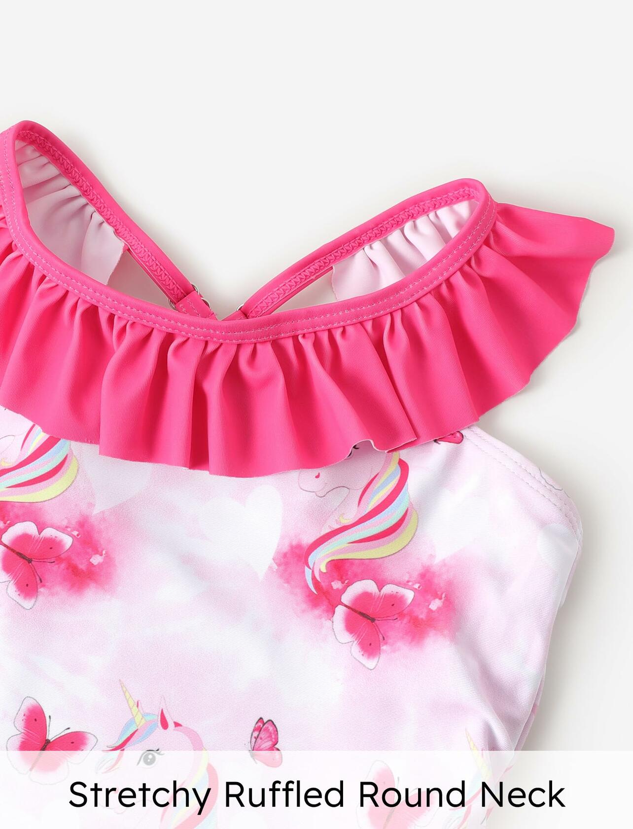 PATPAT Baby Girl Unicorn One Piece Swimsuit with Sun Hat Pink Size 6-9M