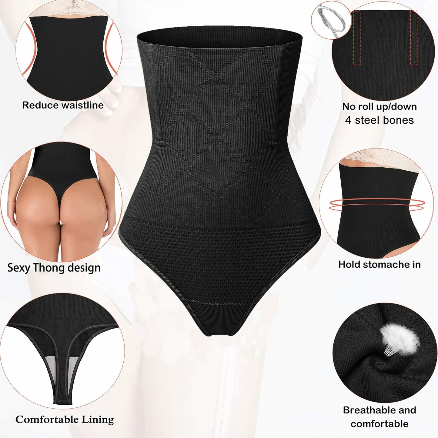 Hioffer Women Waist Cincher Girdle Tummy Slimmer Sexy Nude Lace Thong XL-XXL