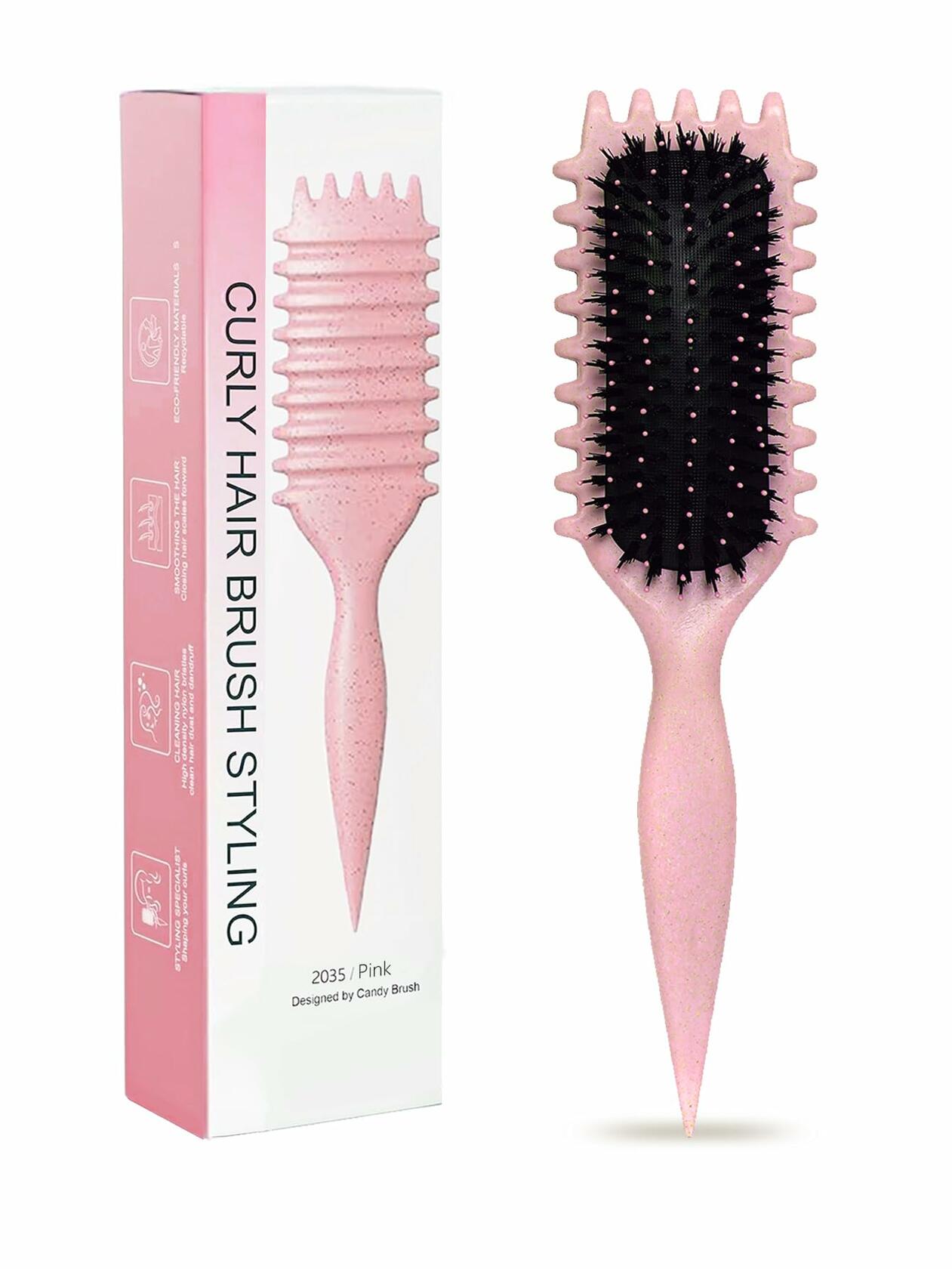 Sintario Pink Curl Defining Brush for Curly Hair Detangling Styling
