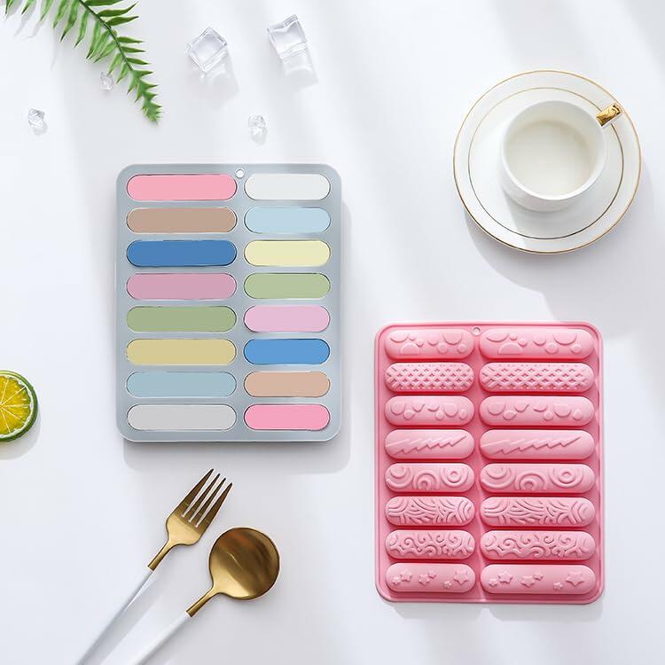 PROVIVID 2 Pack Silicone Mold Chocolate Stick Energy Bars Pink Blue Reusable