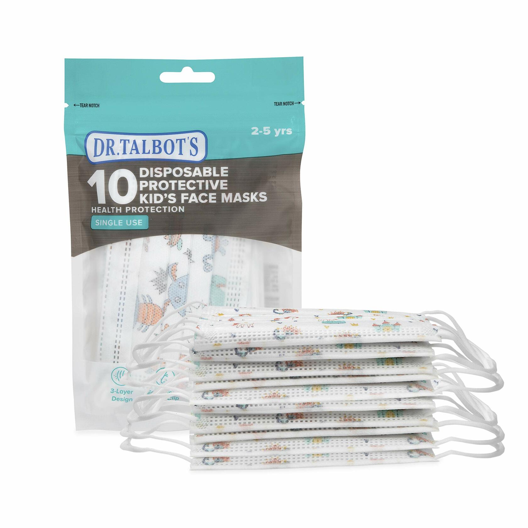 Dr. Talbot's Disposable Protective Face Masks Boys 2-5 Years 10-Count