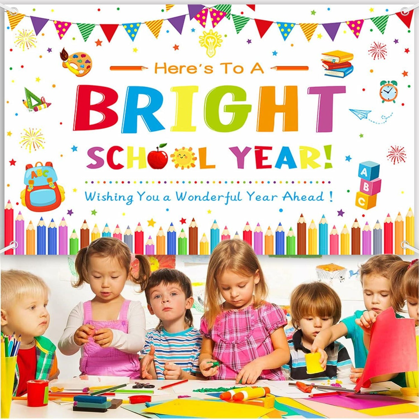 AIBIIN Back to School Photography Backdrop Black 70.8x43.3in Polyester