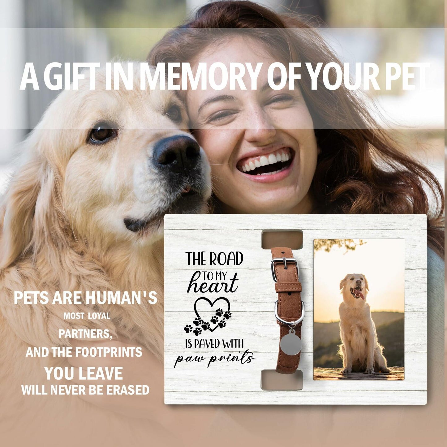 XNXLDYLH Pet Memorial Picture Frame with Collar Holder 4x6 Photo Frame