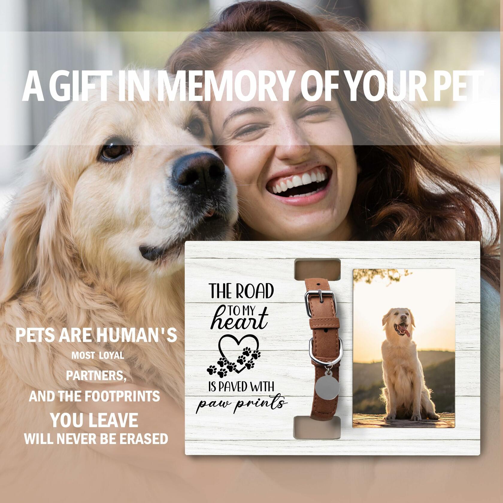 XNXLDYLH Pet Memorial Picture Frame with Collar Holder 4x6 Photo Frame