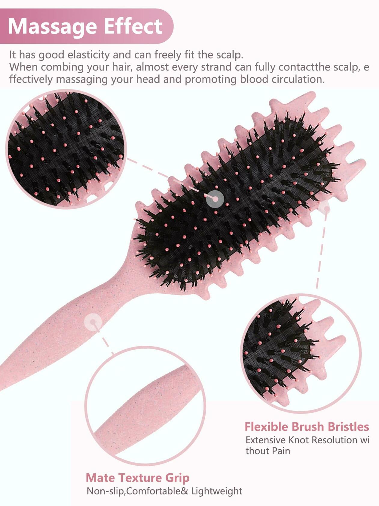 Sintario Pink Curl Defining Brush for Curly Hair Detangling Styling